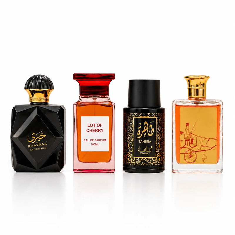 Set 4 Parfumuri Damă – Khayraa, Lot of Cherry, Tahera & Chandelier Rouge (100 ml x 4)