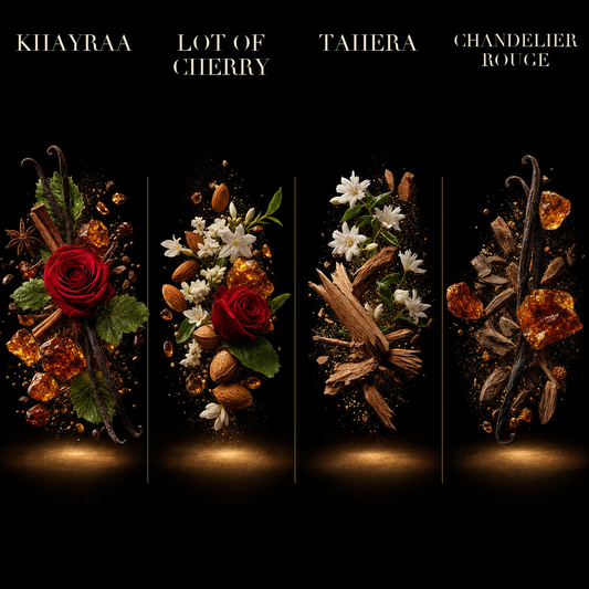 Set 4 Parfumuri Damă – Khayraa, Lot of Cherry, Tahera & Chandelier Rouge (100 ml x 4)