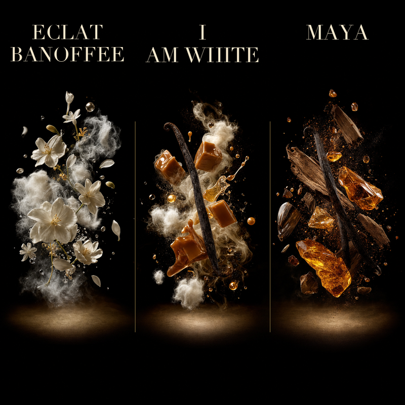 Set 3 Parfumuri Arăbești Damă – Eclat Banoffee + I Am White + Maya (100 ml x 3)