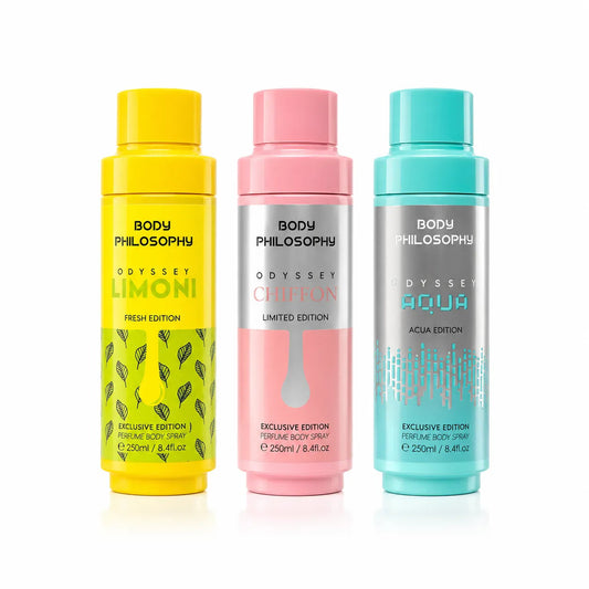 Set 3 Body Mist Damă – Body Philosophy Odyssey (250 ml x 3)