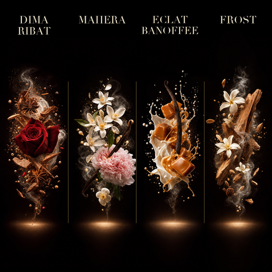 Set 4 Parfumuri Arăbești Damă – Dima Ribat, Mahera, Eclat Banoffee & Frost (100 ml x 4)
